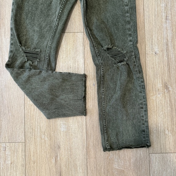 Cleo + Wolf High Rise Straight Green Jeans 25 - Picture 3 of 4